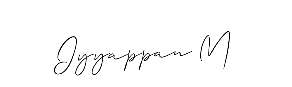 if you are searching for the best signature style for your name Iyyappan M. so please give up your signature search. here we have designed multiple signature styles  using Allison_Script. Iyyappan M signature style 2 images and pictures png