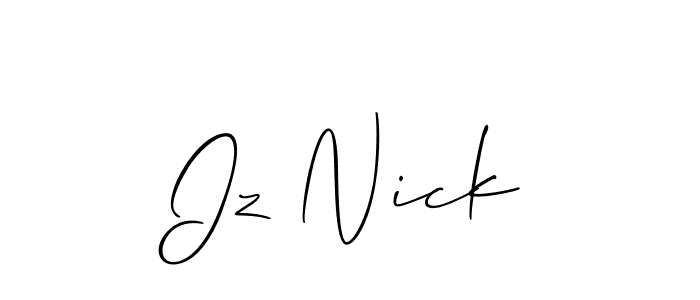 It looks lik you need a new signature style for name Iz Nick. Design unique handwritten (Allison_Script) signature with our free signature maker in just a few clicks. Iz Nick signature style 2 images and pictures png