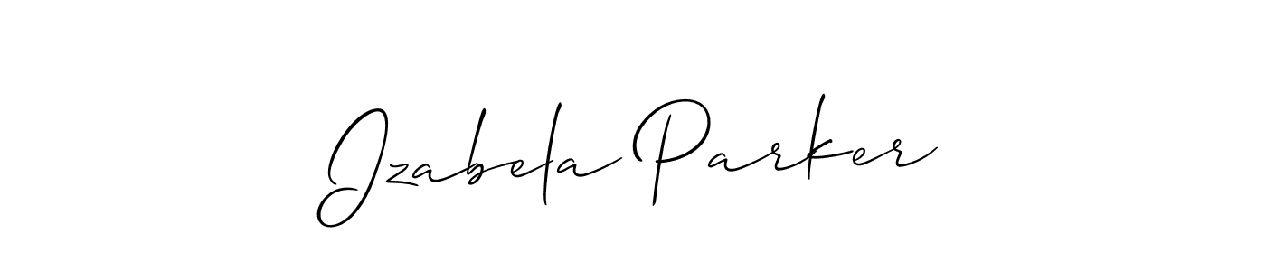 The best way (Allison_Script) to make a short signature is to pick only two or three words in your name. The name Izabela Parker include a total of six letters. For converting this name. Izabela Parker signature style 2 images and pictures png