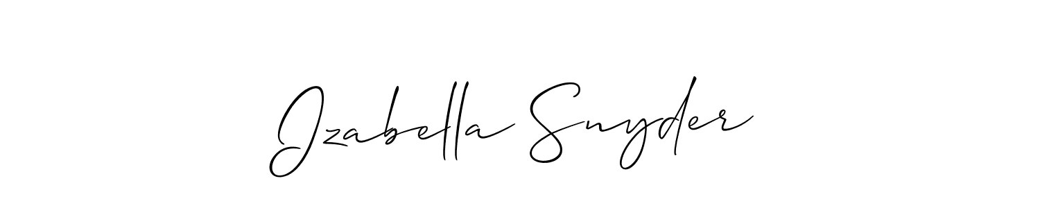 Make a short Izabella Snyder signature style. Manage your documents anywhere anytime using Allison_Script. Create and add eSignatures, submit forms, share and send files easily. Izabella Snyder signature style 2 images and pictures png