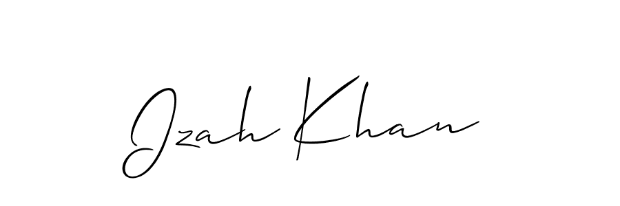 Allison_Script is a professional signature style that is perfect for those who want to add a touch of class to their signature. It is also a great choice for those who want to make their signature more unique. Get Izah Khan name to fancy signature for free. Izah Khan signature style 2 images and pictures png
