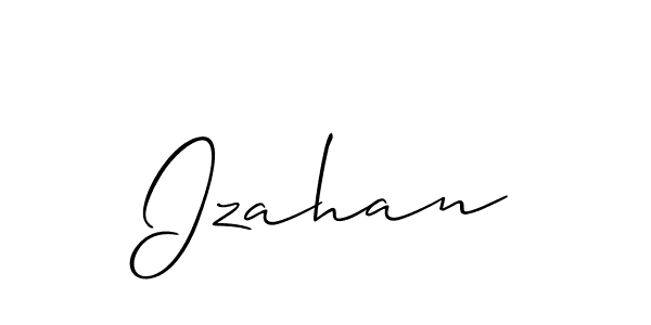 Use a signature maker to create a handwritten signature online. With this signature software, you can design (Allison_Script) your own signature for name Izahan. Izahan signature style 2 images and pictures png