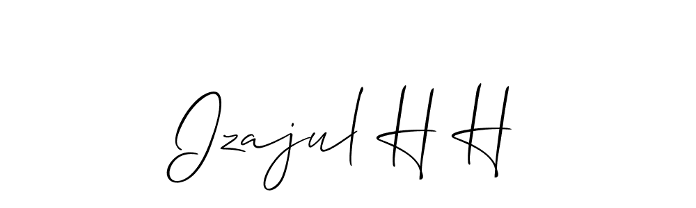 if you are searching for the best signature style for your name Izajul H H. so please give up your signature search. here we have designed multiple signature styles  using Allison_Script. Izajul H H signature style 2 images and pictures png