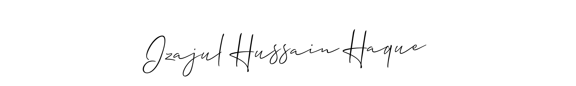 Create a beautiful signature design for name Izajul Hussain Haque. With this signature (Allison_Script) fonts, you can make a handwritten signature for free. Izajul Hussain Haque signature style 2 images and pictures png