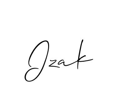 How to make Izak signature? Allison_Script is a professional autograph style. Create handwritten signature for Izak name. Izak signature style 2 images and pictures png