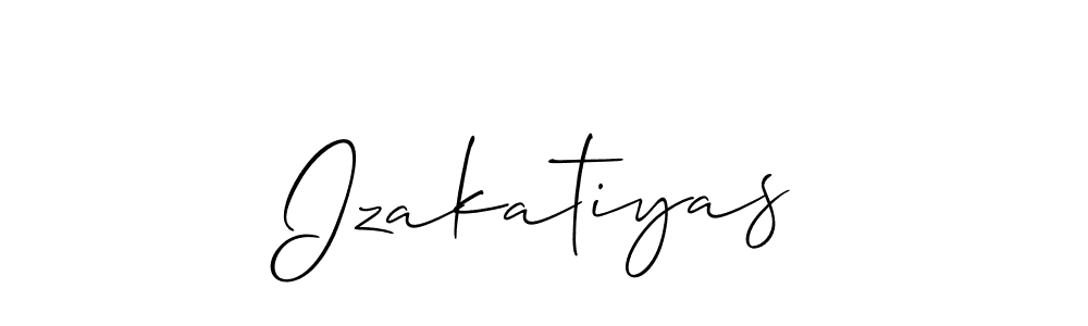 You should practise on your own different ways (Allison_Script) to write your name (Izakatiyas) in signature. don't let someone else do it for you. Izakatiyas signature style 2 images and pictures png
