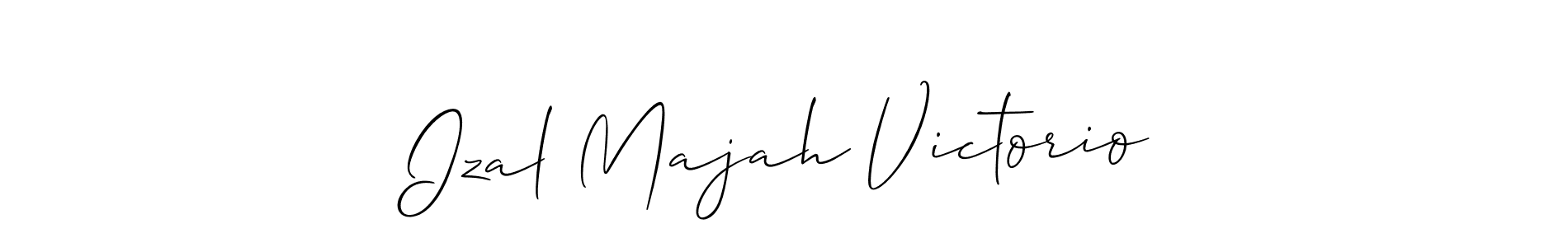 The best way (Allison_Script) to make a short signature is to pick only two or three words in your name. The name Izal Majah Victorio include a total of six letters. For converting this name. Izal Majah Victorio signature style 2 images and pictures png