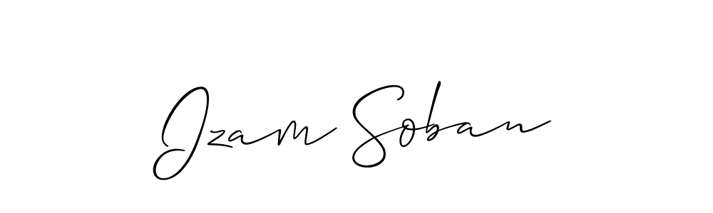 Also we have Izam Soban name is the best signature style. Create professional handwritten signature collection using Allison_Script autograph style. Izam Soban signature style 2 images and pictures png