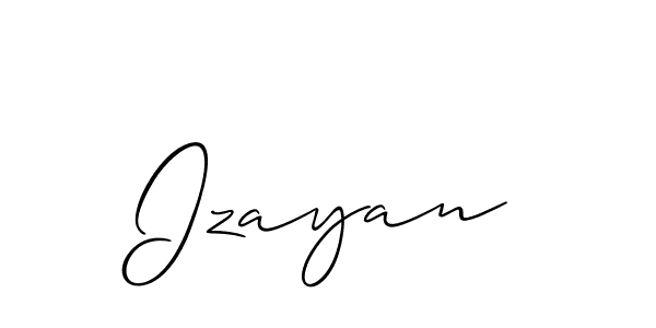 Create a beautiful signature design for name Izayan. With this signature (Allison_Script) fonts, you can make a handwritten signature for free. Izayan signature style 2 images and pictures png