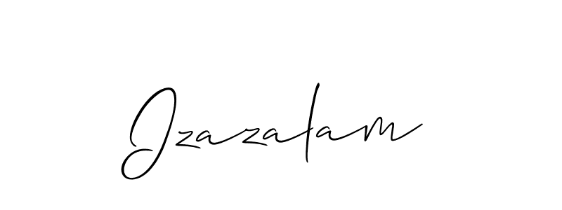 The best way (Allison_Script) to make a short signature is to pick only two or three words in your name. The name Izazalam include a total of six letters. For converting this name. Izazalam signature style 2 images and pictures png