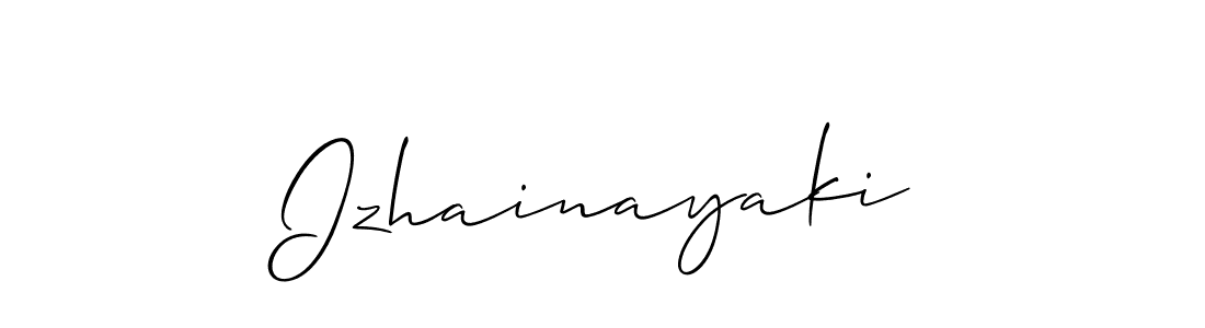 Use a signature maker to create a handwritten signature online. With this signature software, you can design (Allison_Script) your own signature for name Izhainayaki. Izhainayaki signature style 2 images and pictures png