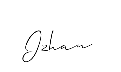 Create a beautiful signature design for name Izhan. With this signature (Allison_Script) fonts, you can make a handwritten signature for free. Izhan signature style 2 images and pictures png