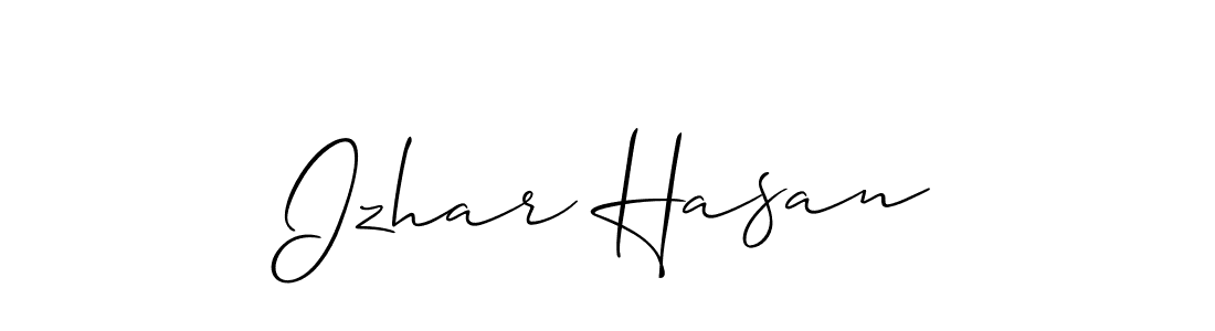 Create a beautiful signature design for name Izhar Hasan. With this signature (Allison_Script) fonts, you can make a handwritten signature for free. Izhar Hasan signature style 2 images and pictures png