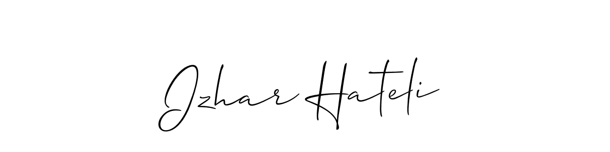 This is the best signature style for the Izhar Hateli name. Also you like these signature font (Allison_Script). Mix name signature. Izhar Hateli signature style 2 images and pictures png