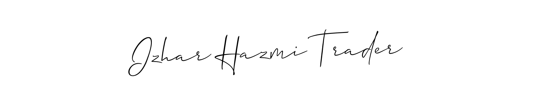 Make a short Izhar Hazmi Trader signature style. Manage your documents anywhere anytime using Allison_Script. Create and add eSignatures, submit forms, share and send files easily. Izhar Hazmi Trader signature style 2 images and pictures png