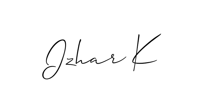 How to Draw Izhar K signature style? Allison_Script is a latest design signature styles for name Izhar K. Izhar K signature style 2 images and pictures png