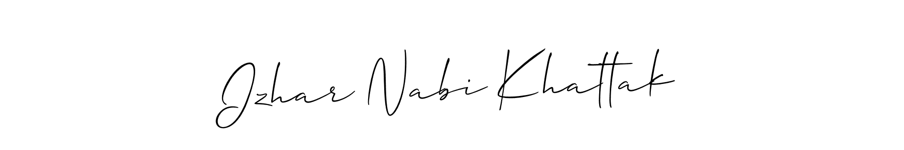 Allison_Script is a professional signature style that is perfect for those who want to add a touch of class to their signature. It is also a great choice for those who want to make their signature more unique. Get Izhar Nabi Khattak name to fancy signature for free. Izhar Nabi Khattak signature style 2 images and pictures png