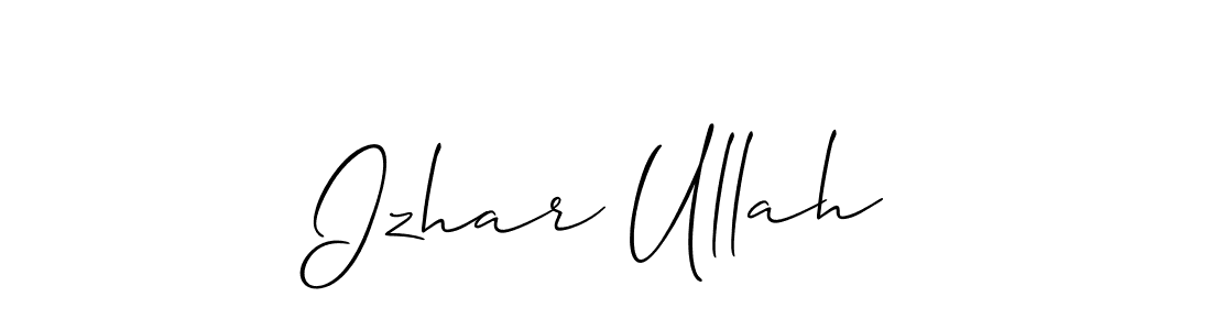 Make a beautiful signature design for name Izhar Ullah. With this signature (Allison_Script) style, you can create a handwritten signature for free. Izhar Ullah signature style 2 images and pictures png