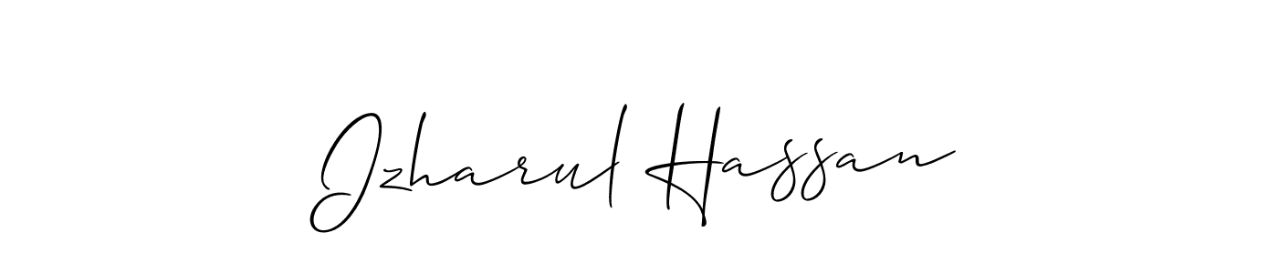 Make a beautiful signature design for name Izharul Hassan. With this signature (Allison_Script) style, you can create a handwritten signature for free. Izharul Hassan signature style 2 images and pictures png