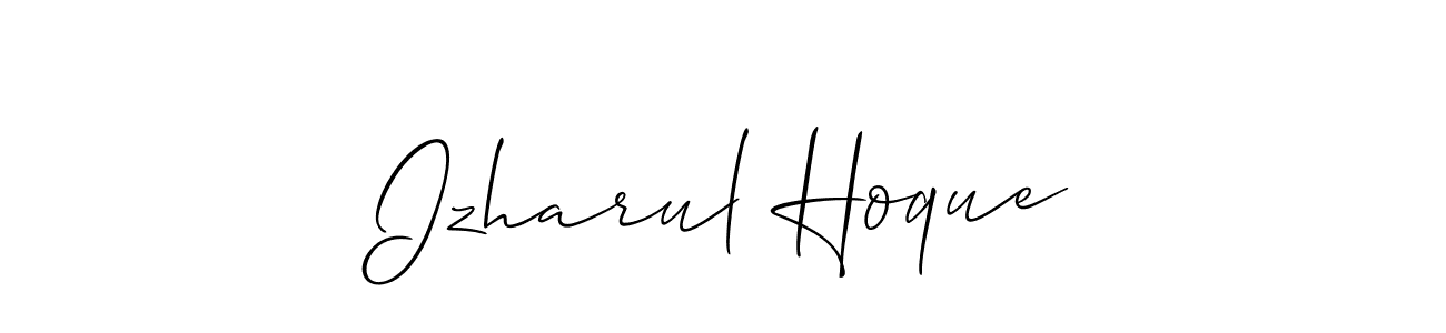 Create a beautiful signature design for name Izharul Hoque. With this signature (Allison_Script) fonts, you can make a handwritten signature for free. Izharul Hoque signature style 2 images and pictures png