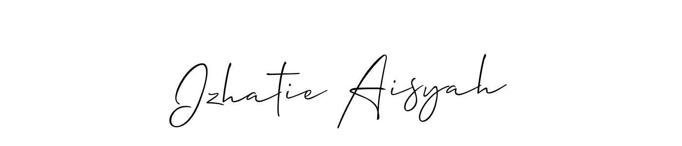 if you are searching for the best signature style for your name Izhatie Aisyah. so please give up your signature search. here we have designed multiple signature styles  using Allison_Script. Izhatie Aisyah signature style 2 images and pictures png
