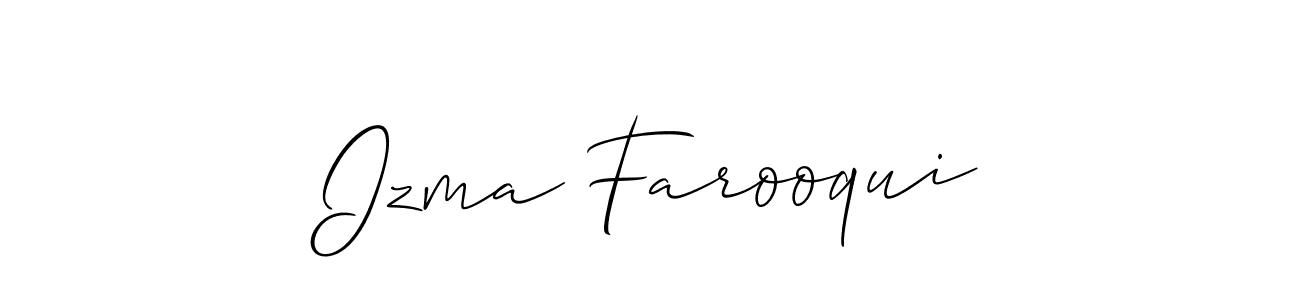 Similarly Allison_Script is the best handwritten signature design. Signature creator online .You can use it as an online autograph creator for name Izma Farooqui. Izma Farooqui signature style 2 images and pictures png