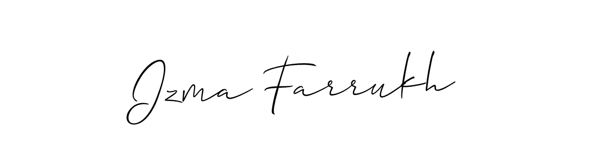 Create a beautiful signature design for name Izma Farrukh. With this signature (Allison_Script) fonts, you can make a handwritten signature for free. Izma Farrukh signature style 2 images and pictures png
