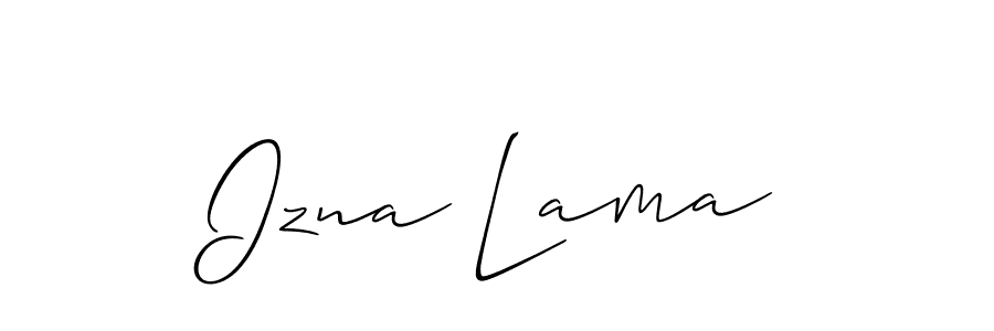 if you are searching for the best signature style for your name Izna Lama. so please give up your signature search. here we have designed multiple signature styles  using Allison_Script. Izna Lama signature style 2 images and pictures png