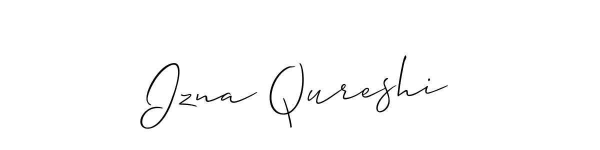 Make a beautiful signature design for name Izna Qureshi. With this signature (Allison_Script) style, you can create a handwritten signature for free. Izna Qureshi signature style 2 images and pictures png