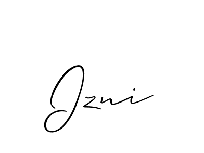 Design your own signature with our free online signature maker. With this signature software, you can create a handwritten (Allison_Script) signature for name Izni. Izni signature style 2 images and pictures png