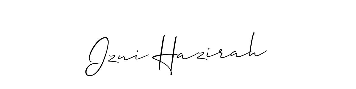 if you are searching for the best signature style for your name Izni Hazirah. so please give up your signature search. here we have designed multiple signature styles  using Allison_Script. Izni Hazirah signature style 2 images and pictures png