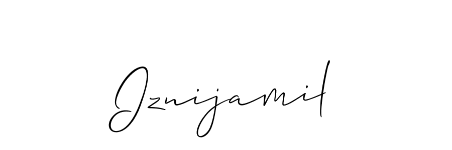 Use a signature maker to create a handwritten signature online. With this signature software, you can design (Allison_Script) your own signature for name Iznijamil. Iznijamil signature style 2 images and pictures png