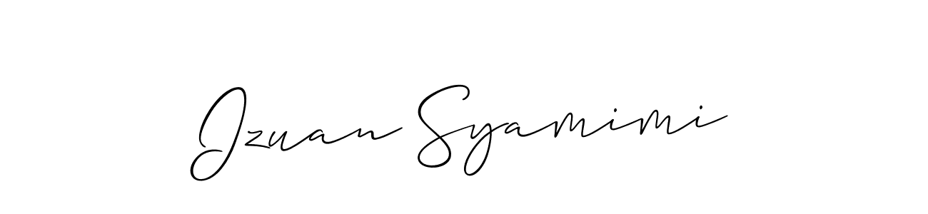 This is the best signature style for the Izuan Syamimi name. Also you like these signature font (Allison_Script). Mix name signature. Izuan Syamimi signature style 2 images and pictures png
