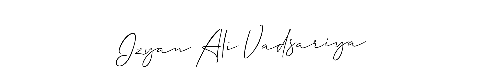 if you are searching for the best signature style for your name Izyan Ali Vadsariya. so please give up your signature search. here we have designed multiple signature styles  using Allison_Script. Izyan Ali Vadsariya signature style 2 images and pictures png
