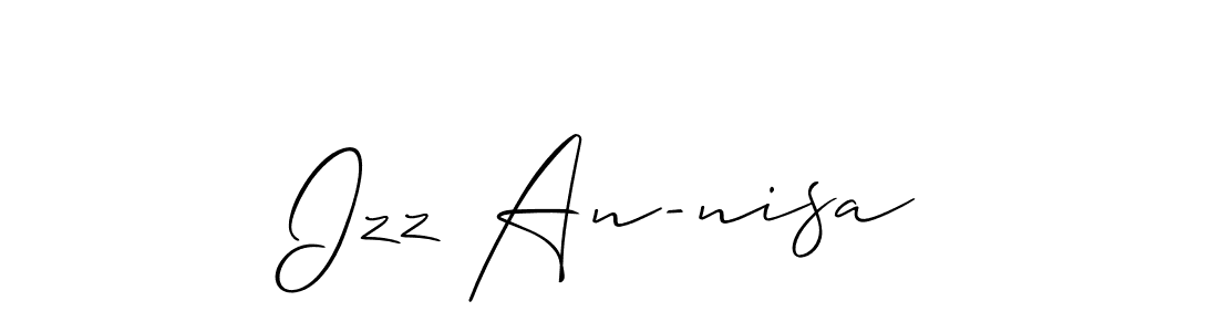 Make a beautiful signature design for name Izz An-nisa. With this signature (Allison_Script) style, you can create a handwritten signature for free. Izz An-nisa signature style 2 images and pictures png