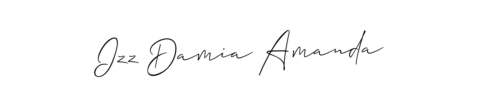 This is the best signature style for the Izz Damia Amanda name. Also you like these signature font (Allison_Script). Mix name signature. Izz Damia Amanda signature style 2 images and pictures png