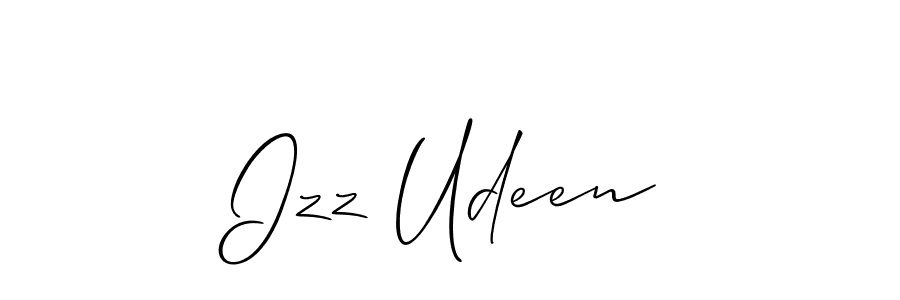 if you are searching for the best signature style for your name Izz Udeen. so please give up your signature search. here we have designed multiple signature styles  using Allison_Script. Izz Udeen signature style 2 images and pictures png