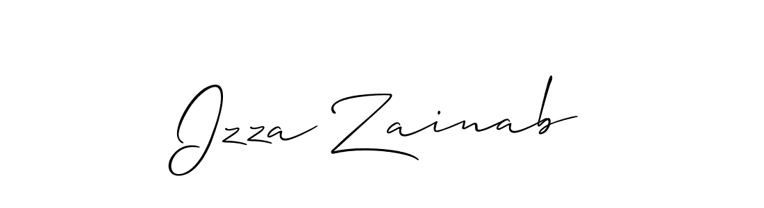 Make a beautiful signature design for name Izza Zainab. With this signature (Allison_Script) style, you can create a handwritten signature for free. Izza Zainab signature style 2 images and pictures png