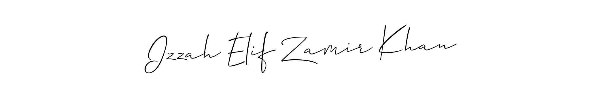 Create a beautiful signature design for name Izzah Elif Zamir Khan. With this signature (Allison_Script) fonts, you can make a handwritten signature for free. Izzah Elif Zamir Khan signature style 2 images and pictures png