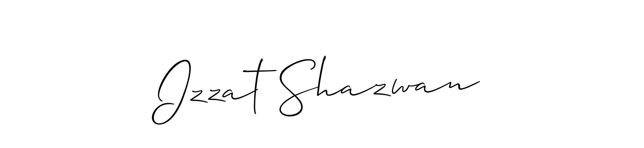 if you are searching for the best signature style for your name Izzat Shazwan. so please give up your signature search. here we have designed multiple signature styles  using Allison_Script. Izzat Shazwan signature style 2 images and pictures png