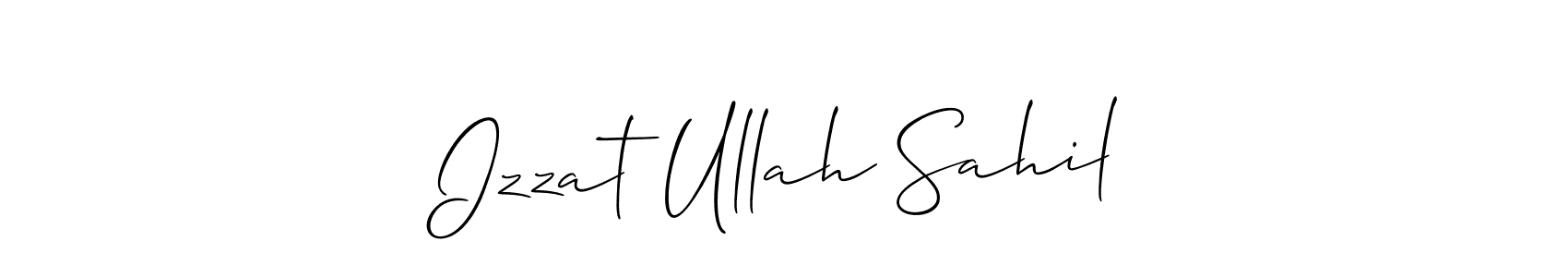 Also You can easily find your signature by using the search form. We will create Izzat Ullah Sahil name handwritten signature images for you free of cost using Allison_Script sign style. Izzat Ullah Sahil signature style 2 images and pictures png