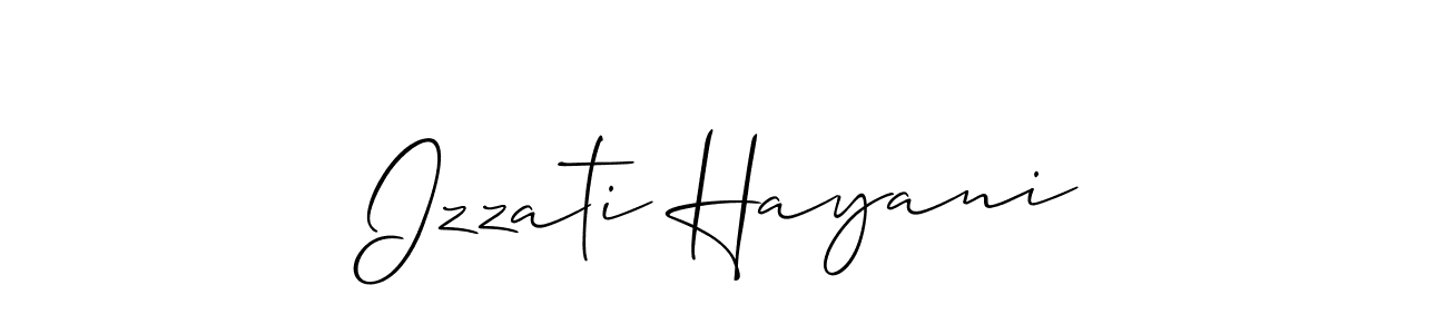 Create a beautiful signature design for name Izzati Hayani. With this signature (Allison_Script) fonts, you can make a handwritten signature for free. Izzati Hayani signature style 2 images and pictures png