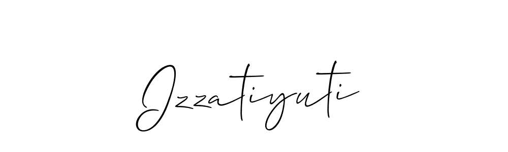 The best way (Allison_Script) to make a short signature is to pick only two or three words in your name. The name Izzatiyuti include a total of six letters. For converting this name. Izzatiyuti signature style 2 images and pictures png