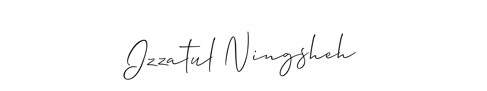 It looks lik you need a new signature style for name Izzatul Ningsheh. Design unique handwritten (Allison_Script) signature with our free signature maker in just a few clicks. Izzatul Ningsheh signature style 2 images and pictures png