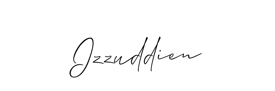 if you are searching for the best signature style for your name Izzuddien. so please give up your signature search. here we have designed multiple signature styles  using Allison_Script. Izzuddien signature style 2 images and pictures png