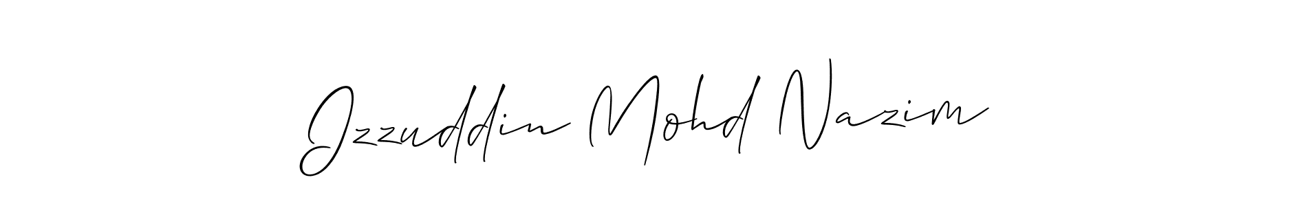 You should practise on your own different ways (Allison_Script) to write your name (Izzuddin Mohd Nazim) in signature. don't let someone else do it for you. Izzuddin Mohd Nazim signature style 2 images and pictures png