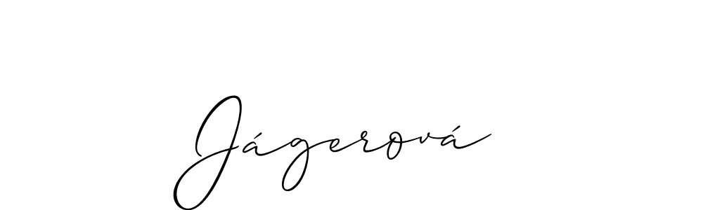 How to make Jágerová name signature. Use Allison_Script style for creating short signs online. This is the latest handwritten sign. Jágerová signature style 2 images and pictures png