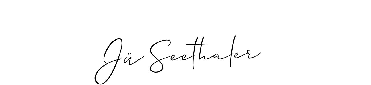 Create a beautiful signature design for name Jü Seethaler. With this signature (Allison_Script) fonts, you can make a handwritten signature for free. Jü Seethaler signature style 2 images and pictures png