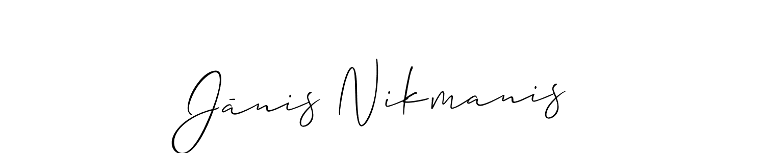 Also You can easily find your signature by using the search form. We will create Jānis Nikmanis name handwritten signature images for you free of cost using Allison_Script sign style. Jānis Nikmanis signature style 2 images and pictures png