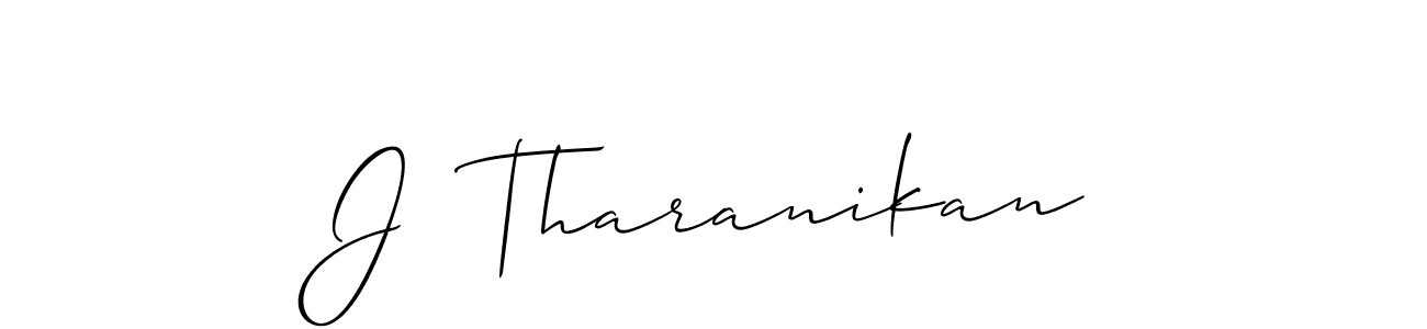 Use a signature maker to create a handwritten signature online. With this signature software, you can design (Allison_Script) your own signature for name J  Tharanikan. J  Tharanikan signature style 2 images and pictures png